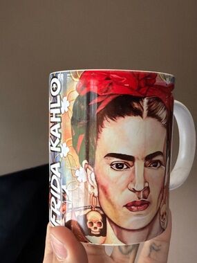 Frida Kahlo Portrait Coffee Mug - Red Floral Headwrap